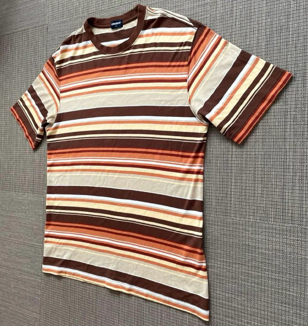 ◆[Rare] 90s OLD UNIQLO Navy Tag Striped T-shirt, L size