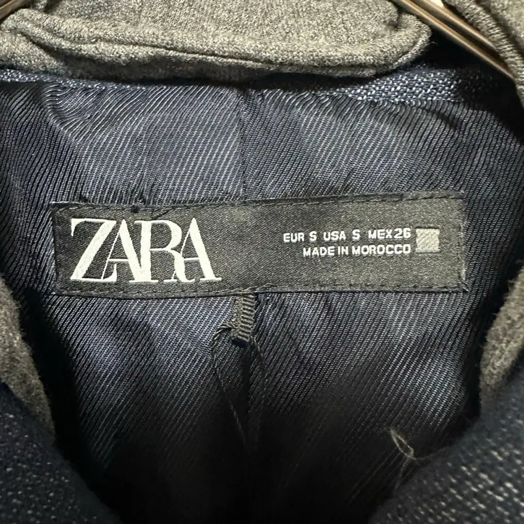 [Zara] Cazadora con cremallera, jersey, prenda de abrigo, cordón, capucha desmontable, liso