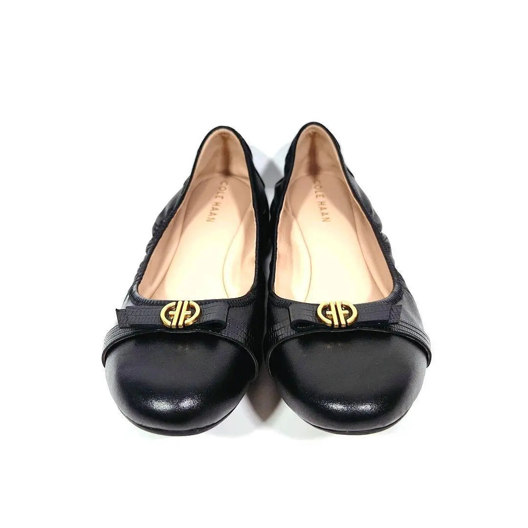 [Almost New] Cole Haan Toba Bow Ballet Flat Pumps Leather Black