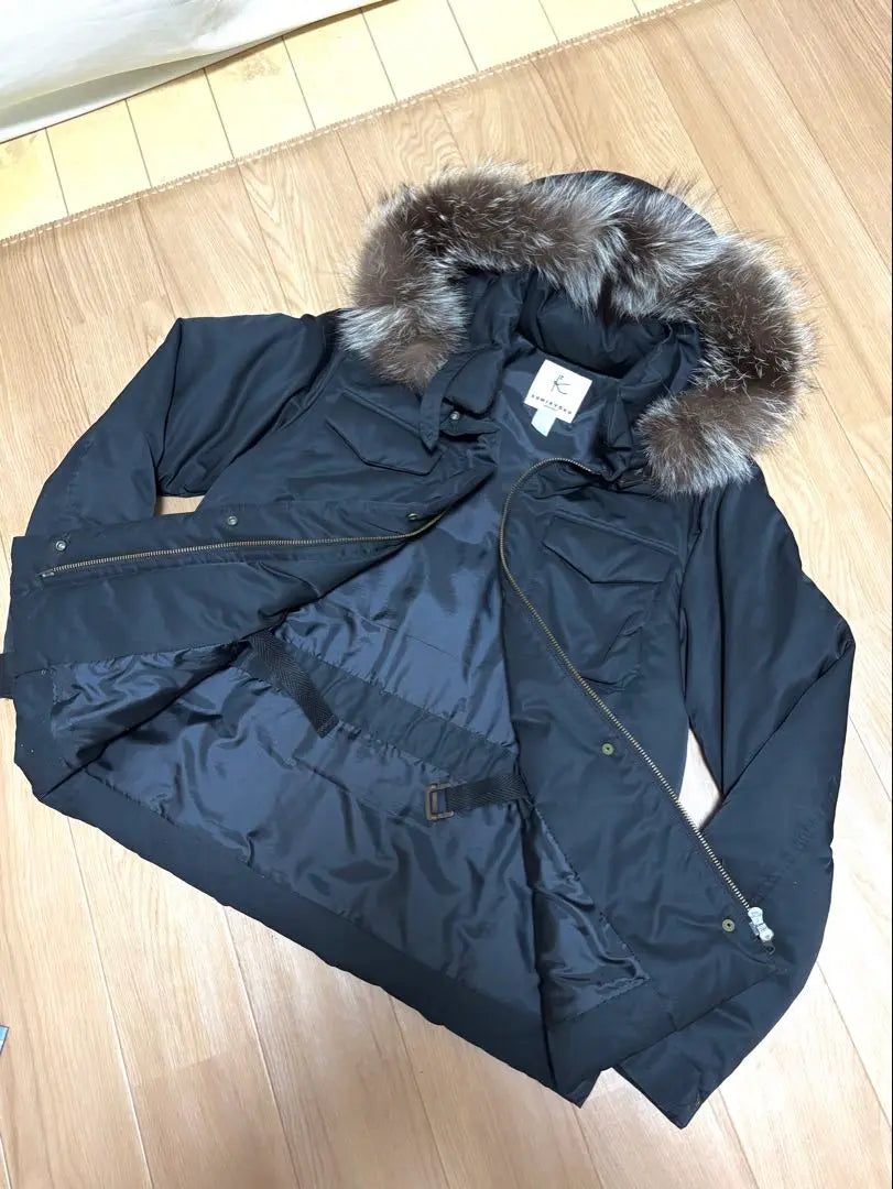 KUMIKYOKU Down Jacket Black Size 2 ((M) Fox Far