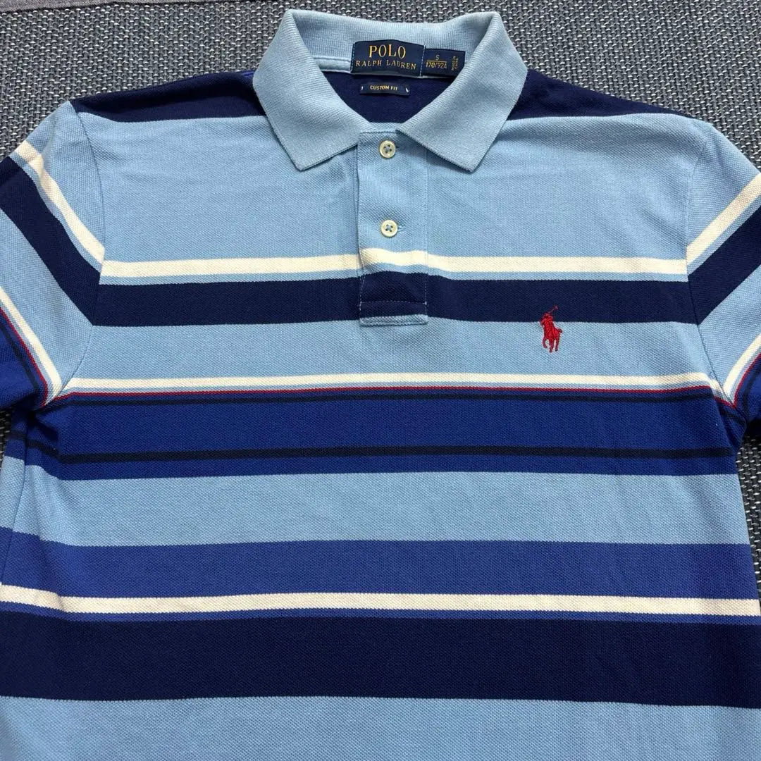 Polo Ralph Lauren Border Blue Polo Shirt S [Good Condition]