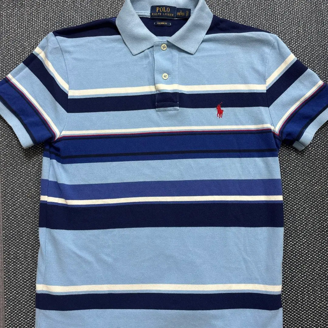 Polo Ralph Lauren Border Blue Polo Shirt S [Good Condition]