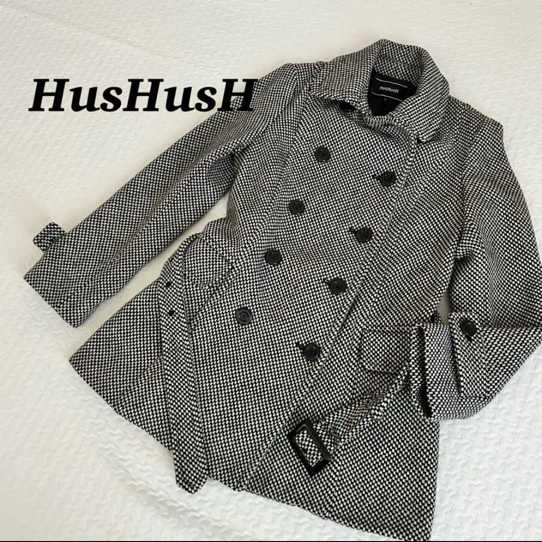 ▼HusHusH hash ash tweed P cinturón de abrigo talla L comprobar | ▼HusHusH ハッシュアッシュツイードPコート ベルト Ｌサイズ チェック