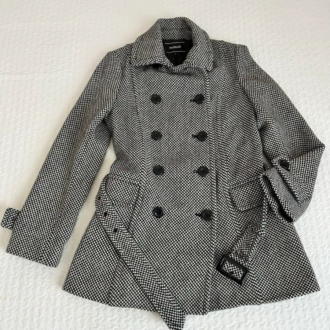 ▼HusHusH hash ash tweed P coat belt L size check | ▼HusHusH ハッシュアッシュツイードPコート ベルト Ｌサイズ チェック