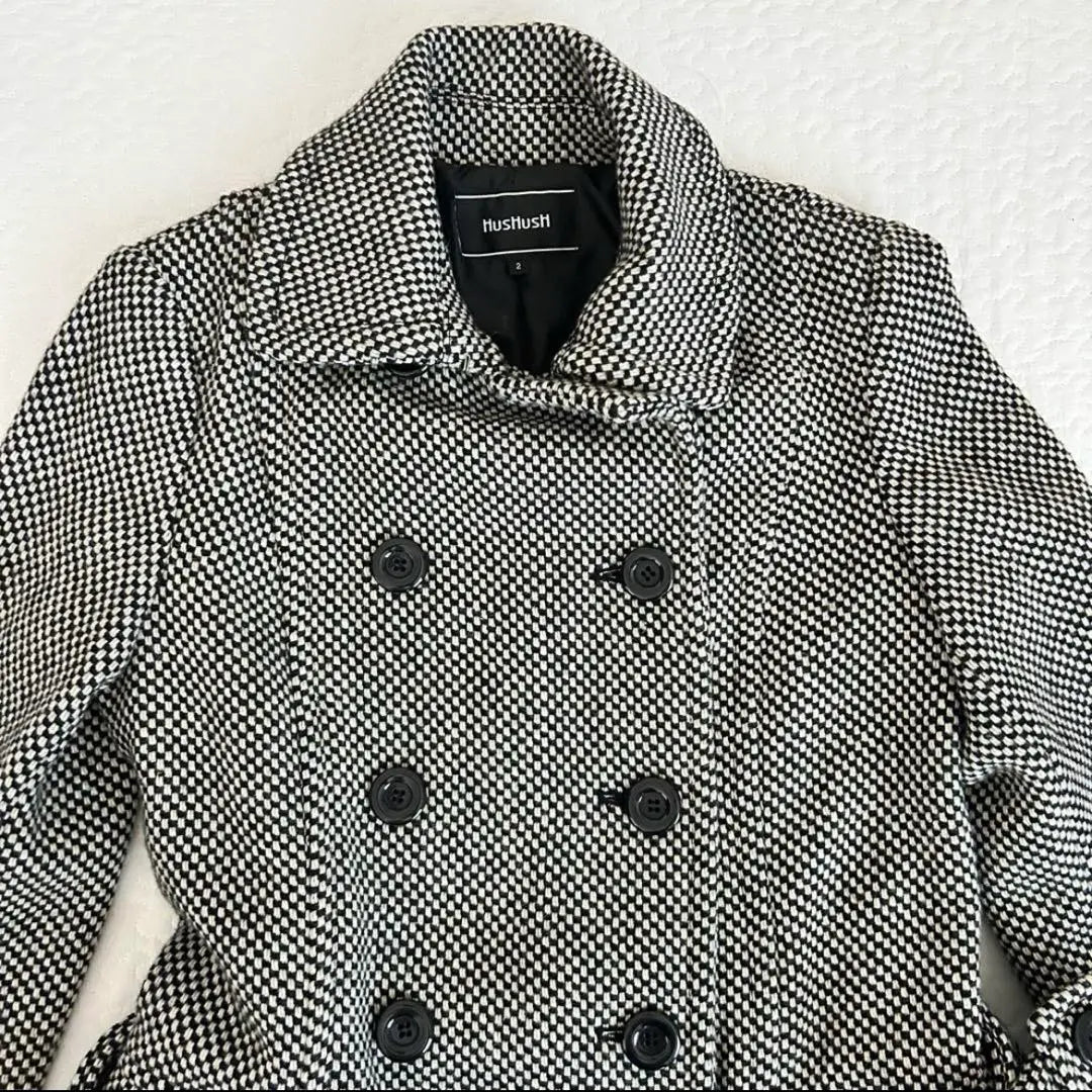 ▼HusHusH hash ash tweed P cinturón de abrigo talla L comprobar | ▼HusHusH ハッシュアッシュツイードPコート ベルト Ｌサイズ チェック