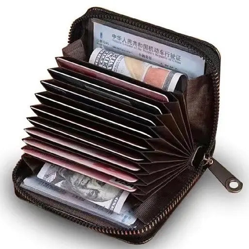 Simple pink zipper mini wallet [Popular] Card case, bellows, business card holder