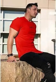 ⭐ Solo 1 artículo ❗Camiseta de entrenamiento para hombre, manga corta, deportiva, XL, color rojo