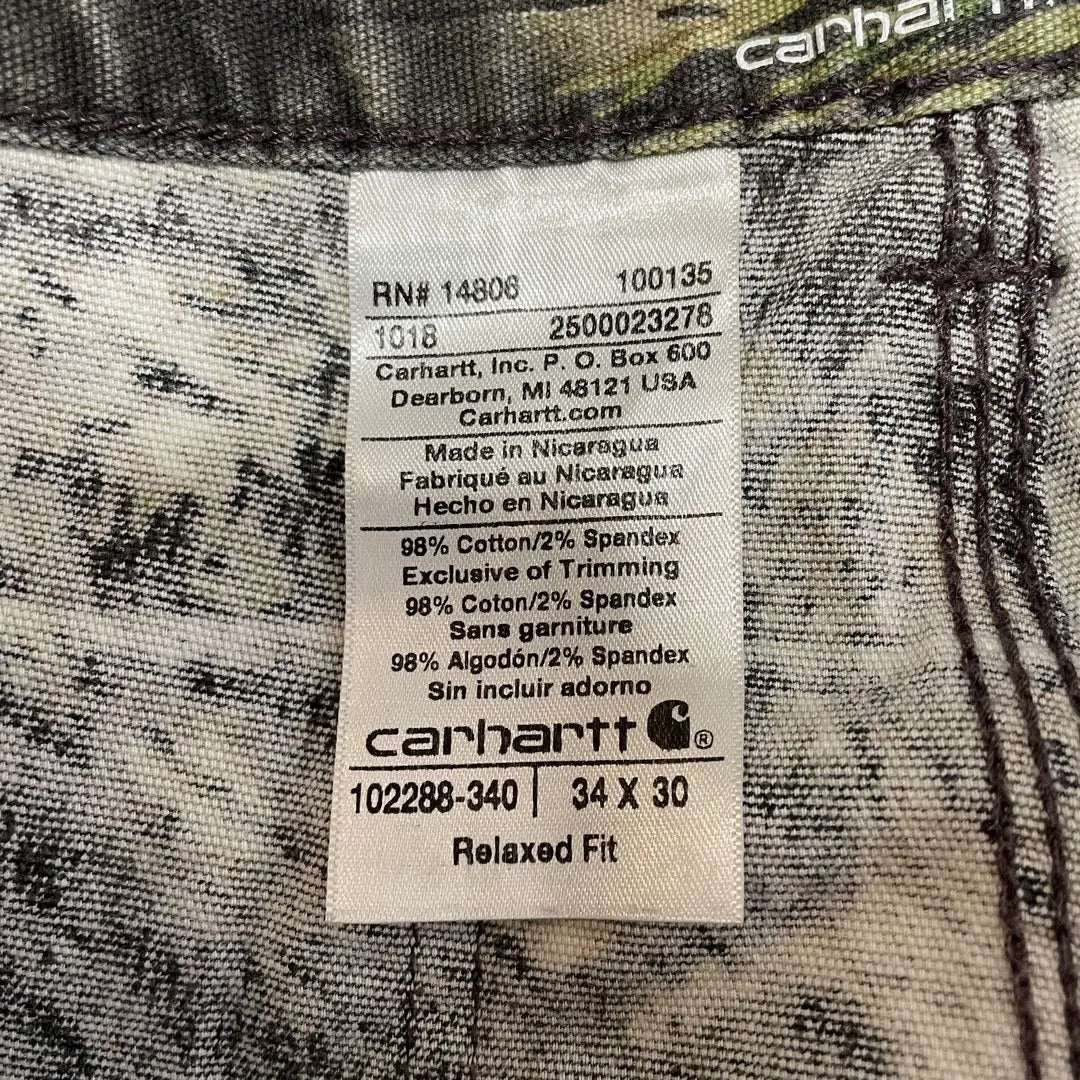 Pantalones de trabajo militar Carhartt con estampado de camuflaje de árbol real, raros