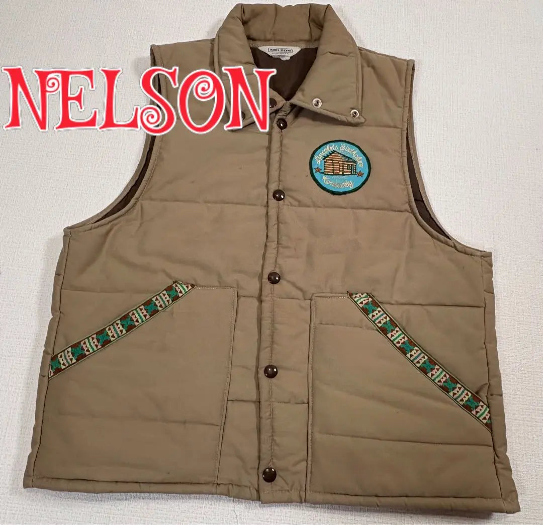 Made in the USA NELSON padded vest, beige, sizes M to L, Nelson retro