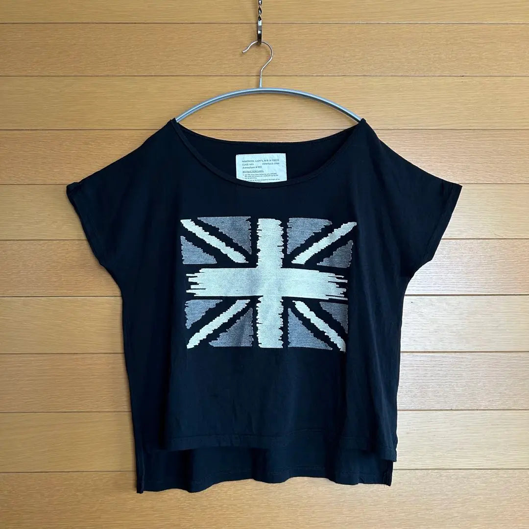 [Rare] Union Jack Embroidered T-shirt 80's Dolman Sleeve Cotton Rayon