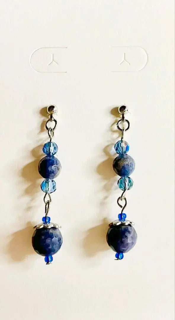 Handmade natural stone sapphire earrings No. 3