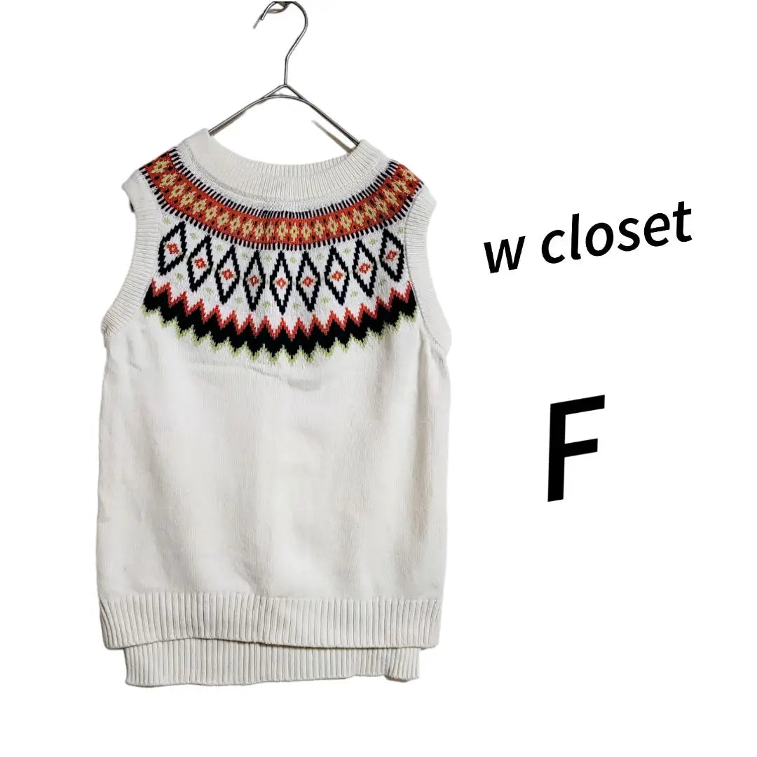 Double closet ☆ Off-white knit vest F casual long back