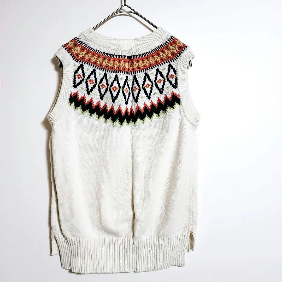 Double closet ☆ Off-white knit vest F casual long back