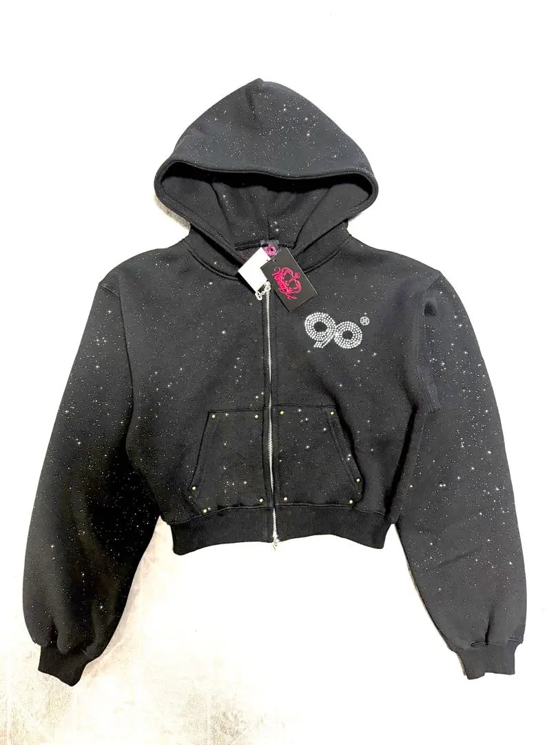 Sudadera con capucha y cremallera con logo brillante 9090 【 niña 】 | Sudadera con capucha y cremallera con logo brillante 9090 【 niña 】