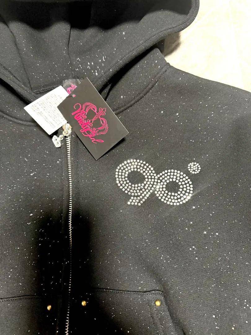 Sudadera con capucha y cremallera con logo brillante 9090 【 niña 】 | Sudadera con capucha y cremallera con logo brillante 9090 【 niña 】