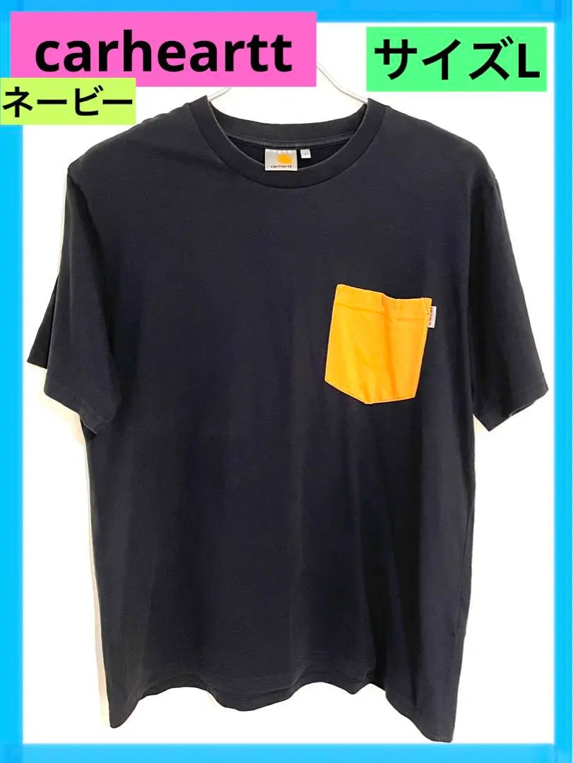 ☆Camiseta rara para hombre L☆ de Carhartt con bolsillo en naranja y azul marino