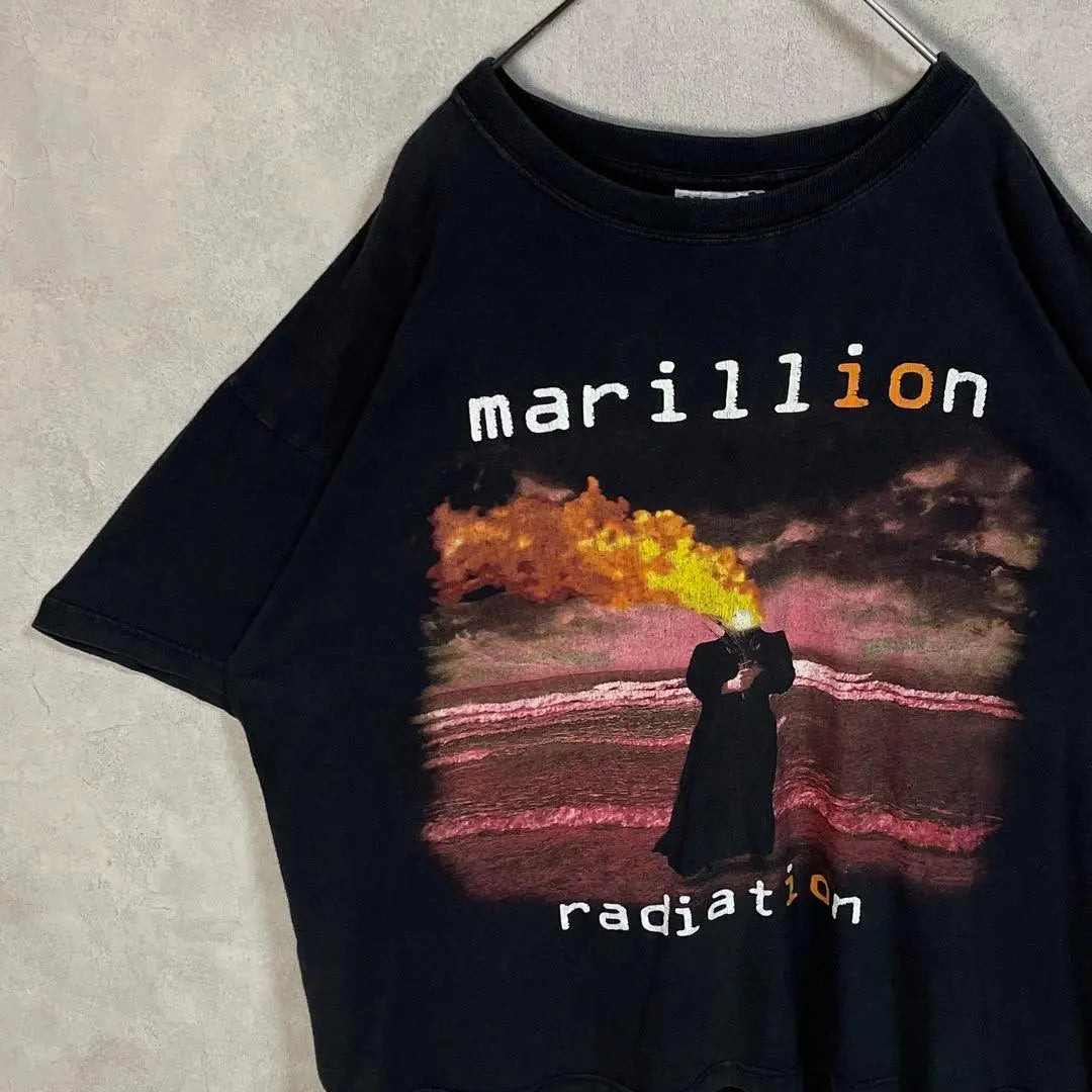 Camisa de manga corta vintage Marillion de los años 90 con banda de rock negra