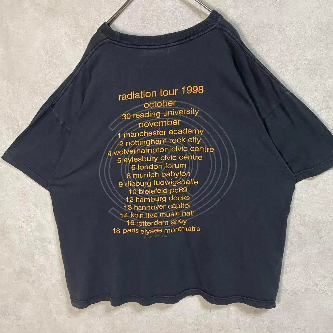 Camisa de manga corta vintage Marillion de los años 90 con banda de rock negra