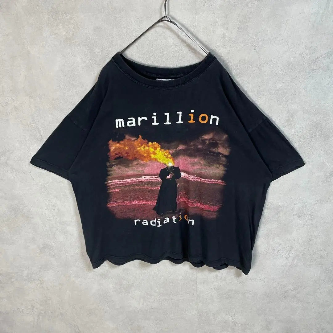 Camisa de manga corta vintage Marillion de los años 90 con banda de rock negra