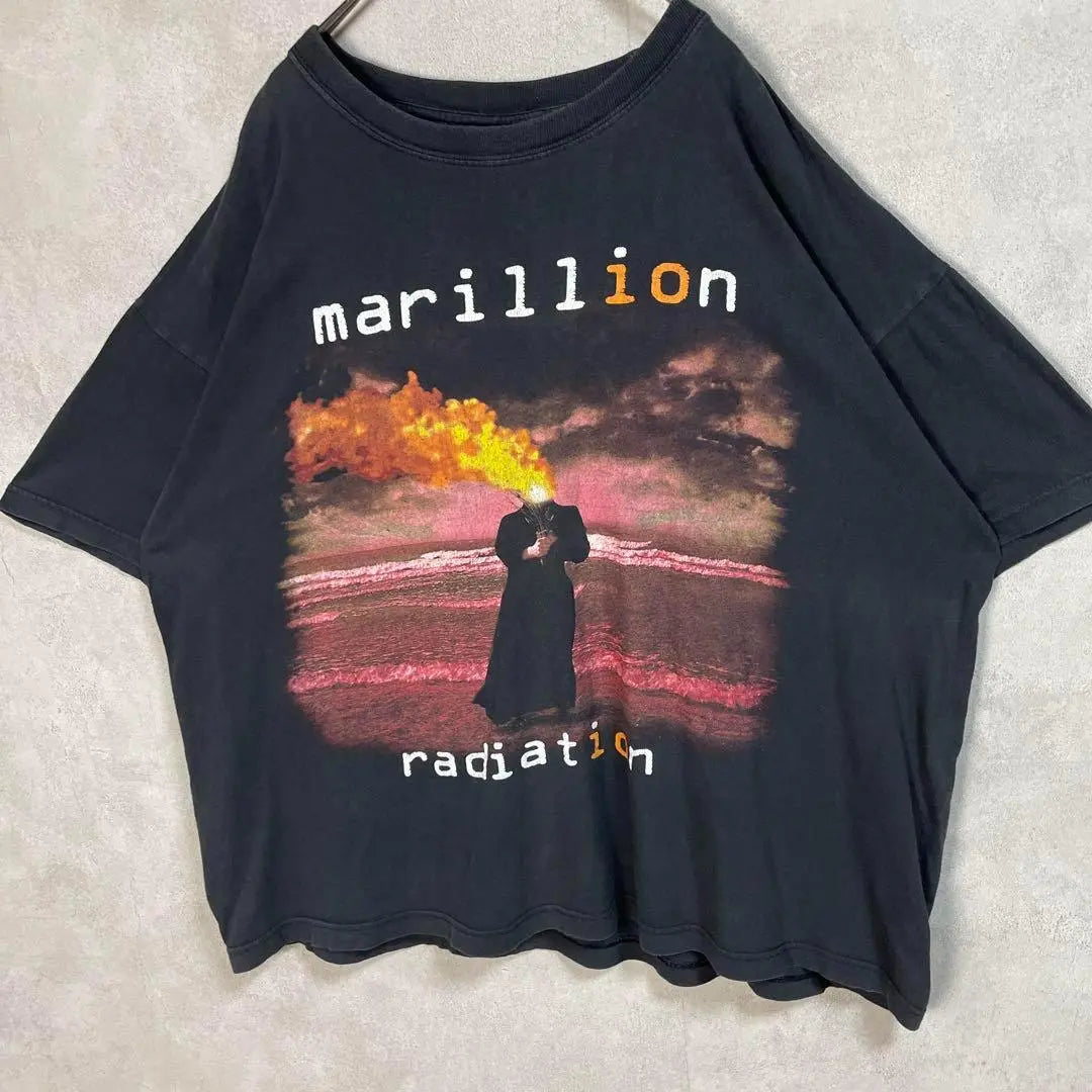 Camisa de manga corta vintage Marillion de los años 90 con banda de rock negra