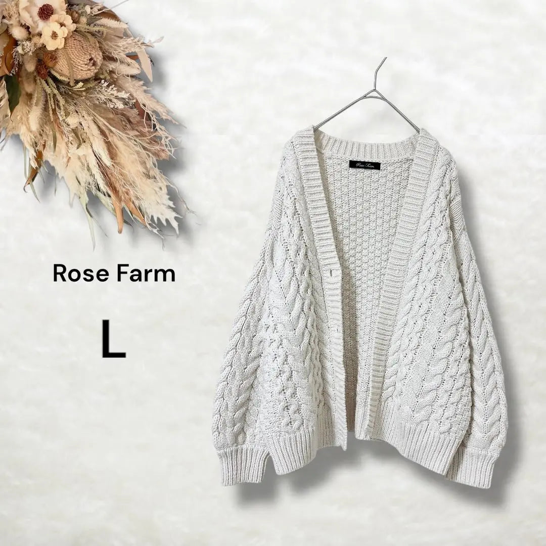 Rose Farm/Cardigan/Knit/Knit/L/White/Woven/Large