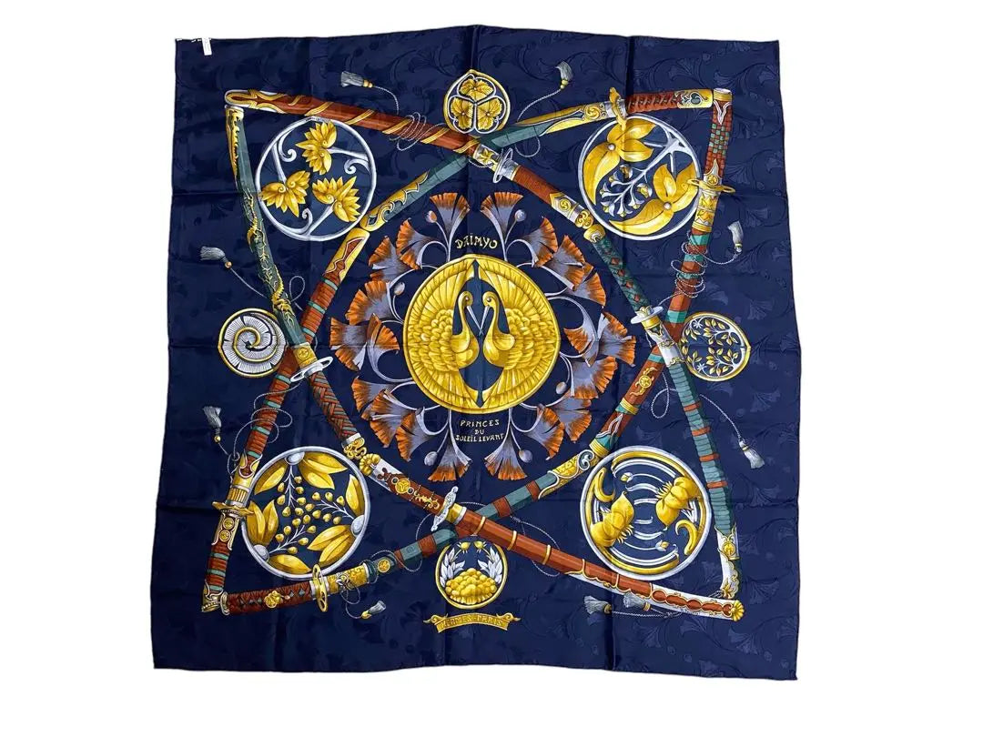 Hermes HERMES scarf Carre DAIMYO Navy Approx. 90cm