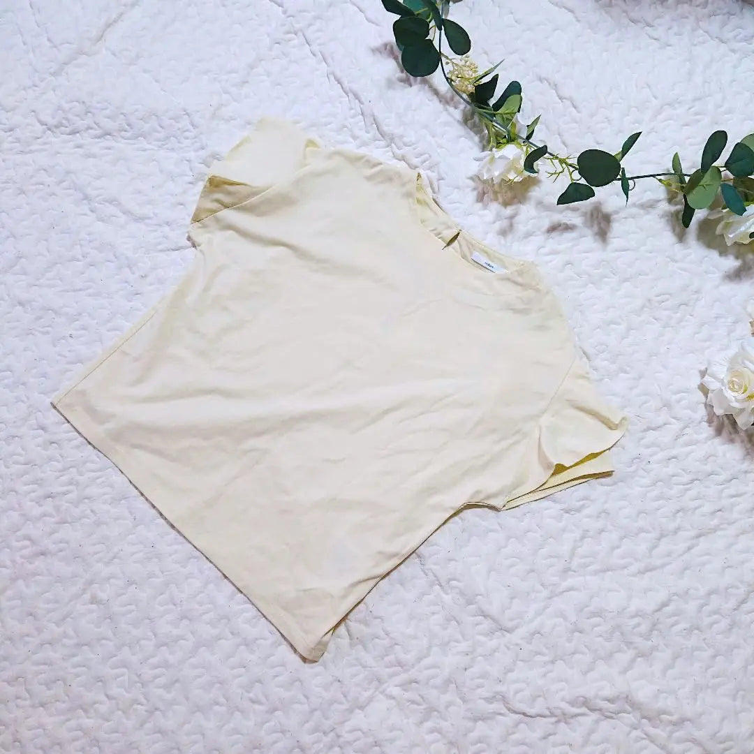 [INDEX] (S) Yellow -based short sleeve T -shirt Frill cotton blend | 【Index】(S) イエロー系 半袖 Tシャツ フリル コットン混