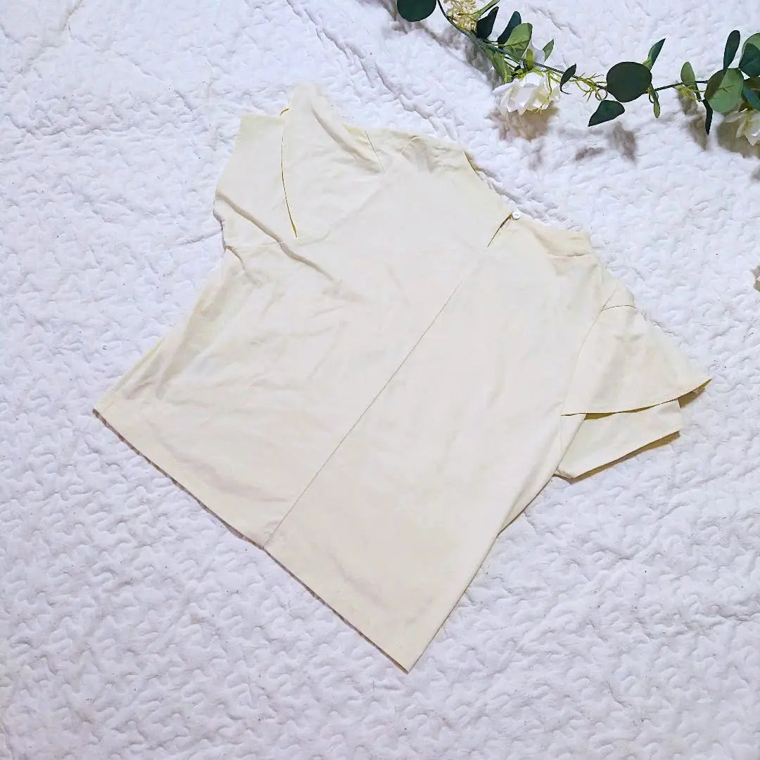 [INDEX] (S) Yellow -based short sleeve T -shirt Frill cotton blend | 【Index】(S) イエロー系 半袖 Tシャツ フリル コットン混