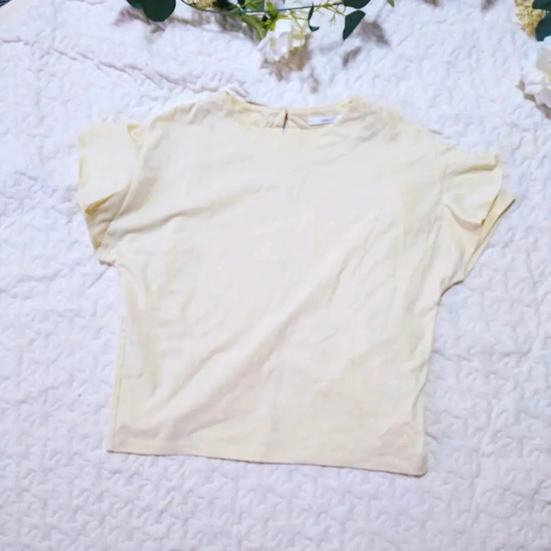 [INDEX] (S) Yellow -based short sleeve T -shirt Frill cotton blend | 【Index】(S) イエロー系 半袖 Tシャツ フリル コットン混