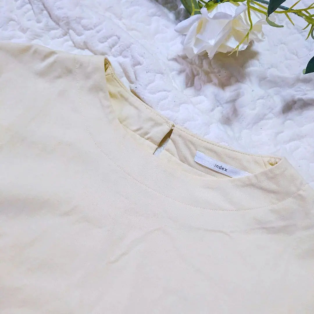 [INDEX] (S) Yellow -based short sleeve T -shirt Frill cotton blend | 【Index】(S) イエロー系 半袖 Tシャツ フリル コットン混