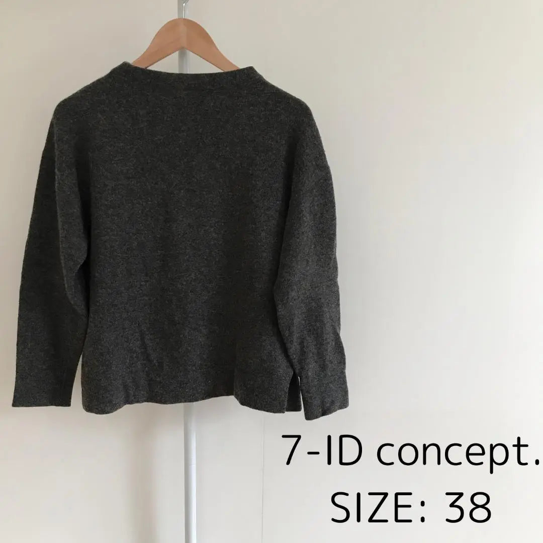 [Good condition] 7-ID concept. Women's sweater, long sleeves, gray