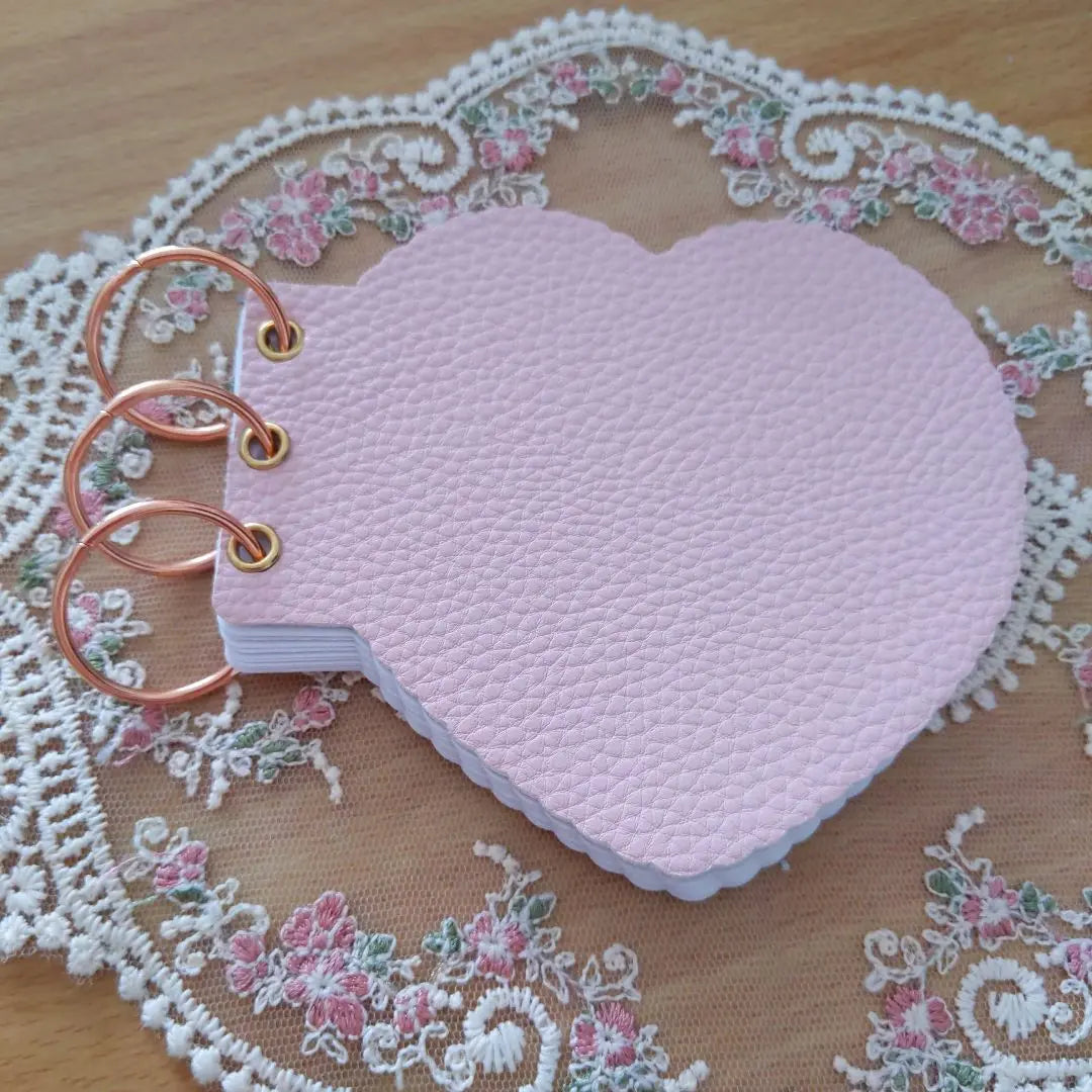 ♡Fake leather ring notebook (heart-shaped) ♡