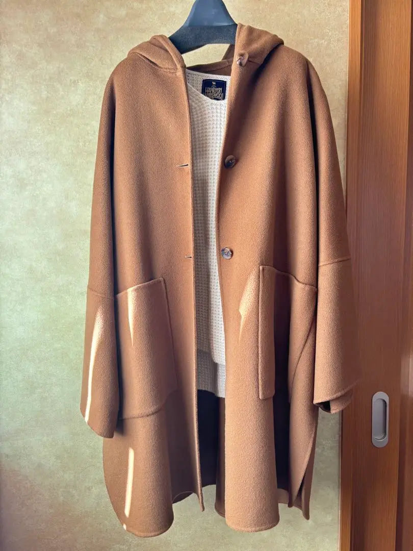 Spick & Span 100% wool hooded coat camel color