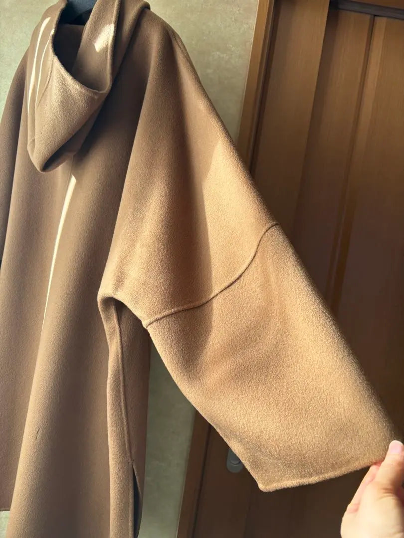 Spick & Span 100% wool hooded coat camel color