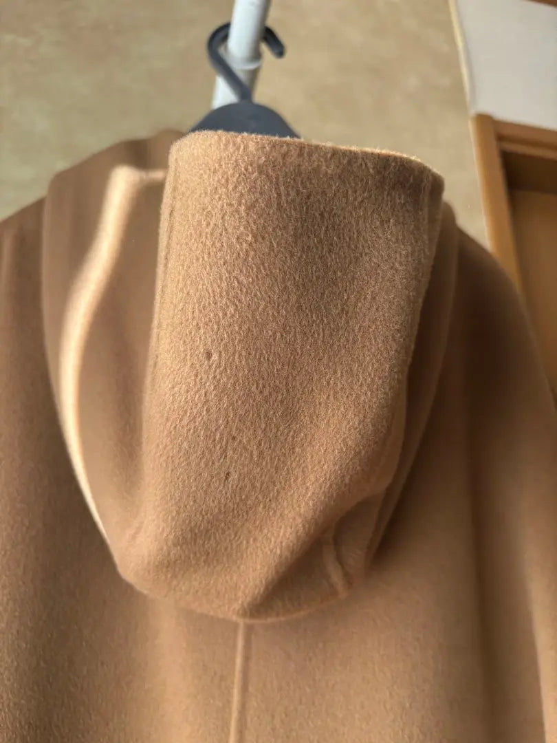 Spick & Span 100% wool hooded coat camel color