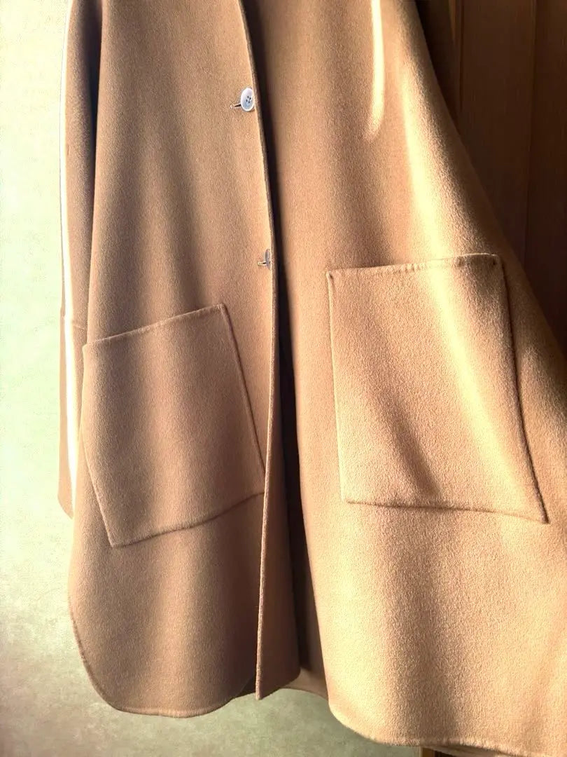 Spick & Span 100% wool hooded coat camel color