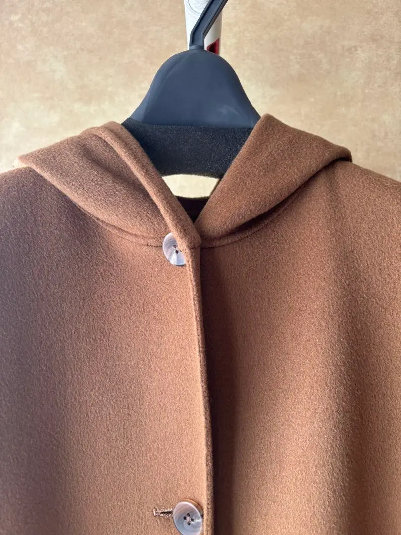 Spick & Span 100% wool hooded coat camel color