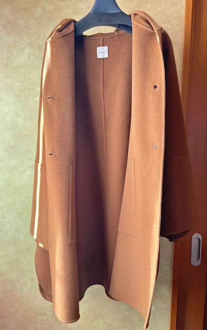 Spick & Span 100% wool hooded coat camel color