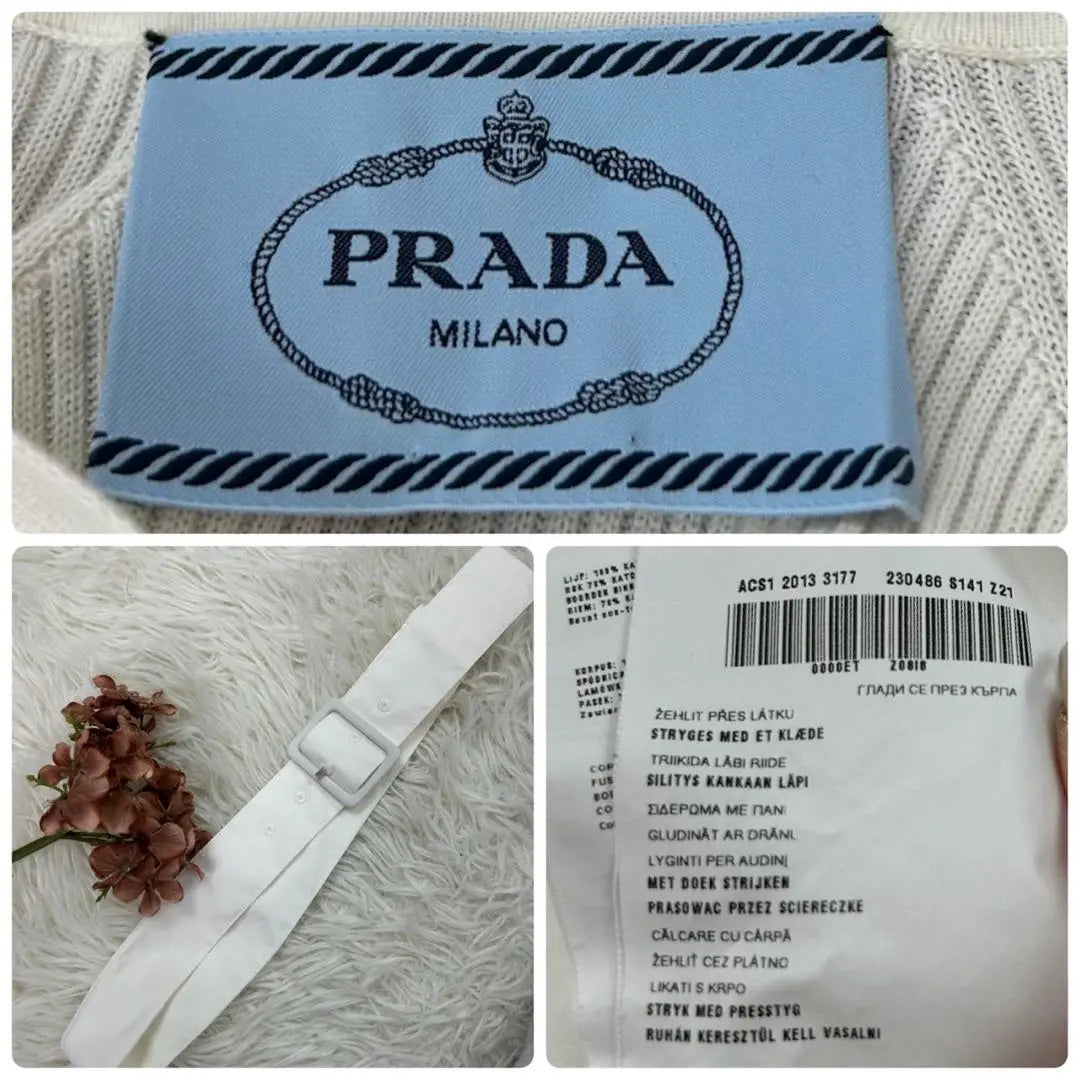 D739 M 38 Prada Cinturón Knit Docking Largo Mujer | D739 M 38 プラダ ベルト付き ニット ドッキング ロング丈 レディース