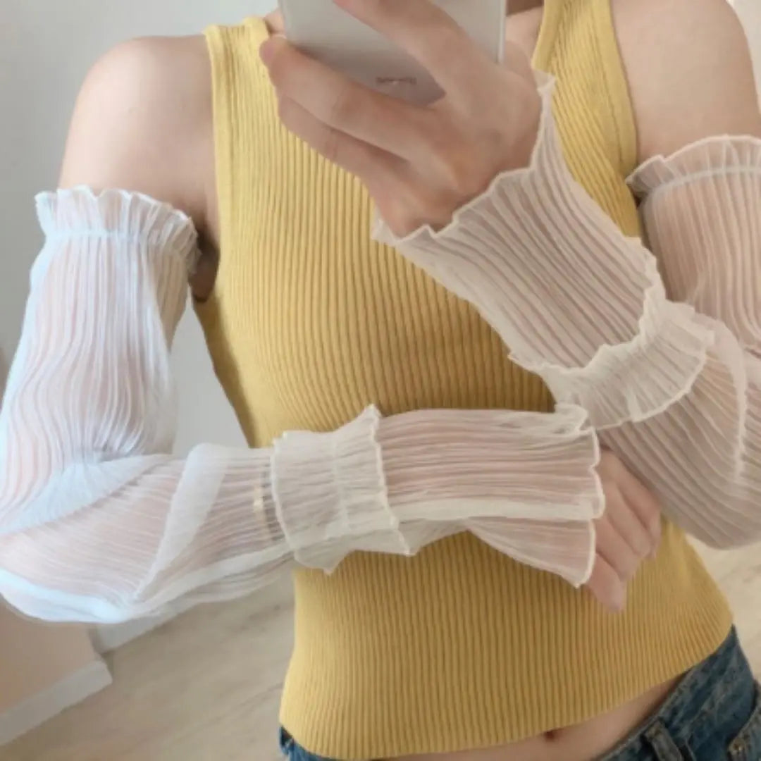 Arm Cover See See Race UV protection Sunburn Countermeasures UV Cut | アームカバー シースルー レース 紫外線対策 日焼け対策 UVカット