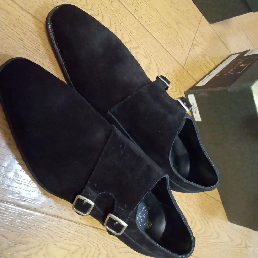 Sophis & Solid Black Suede Double Monk US9.5