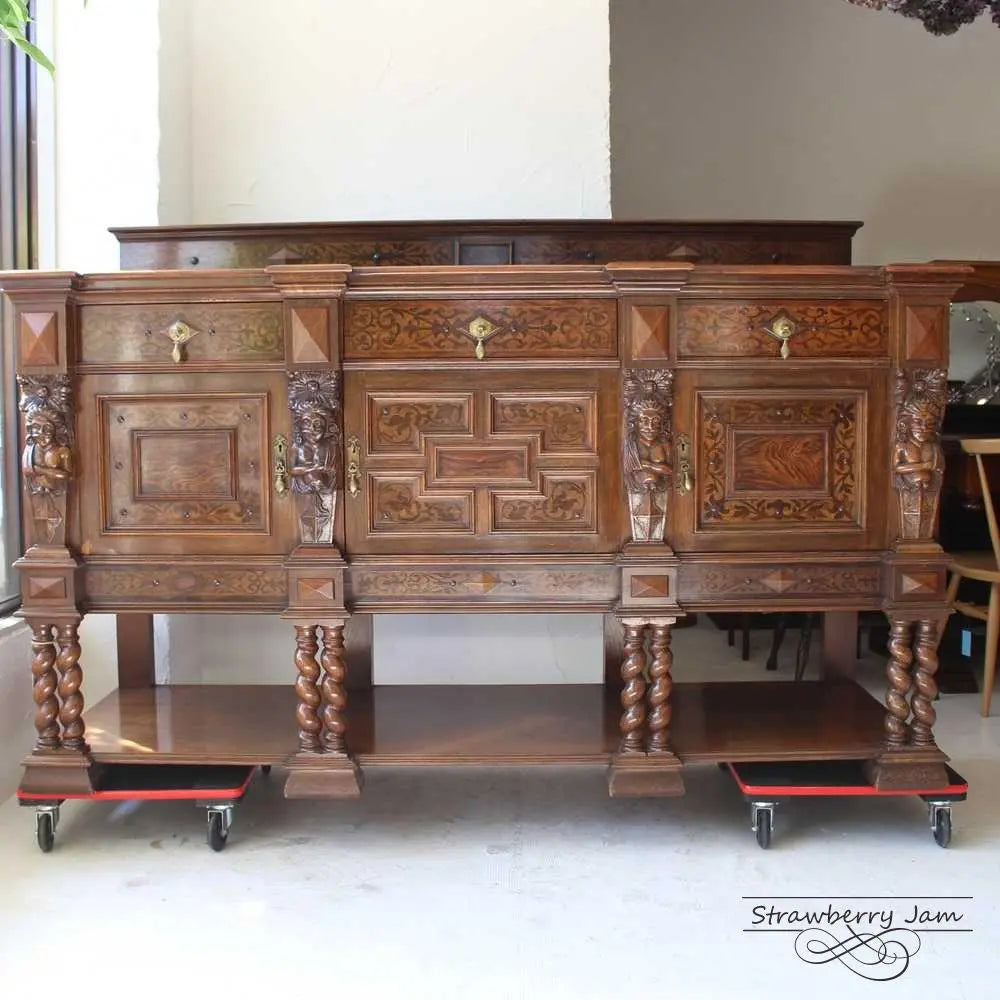 L3306-9 British Antique Oak TV Board Cupboard Storage