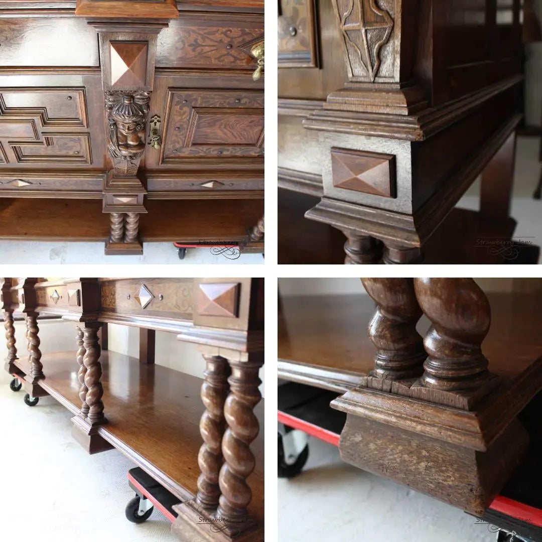 L3306-9 British Antique Oak TV Board Cupboard Storage