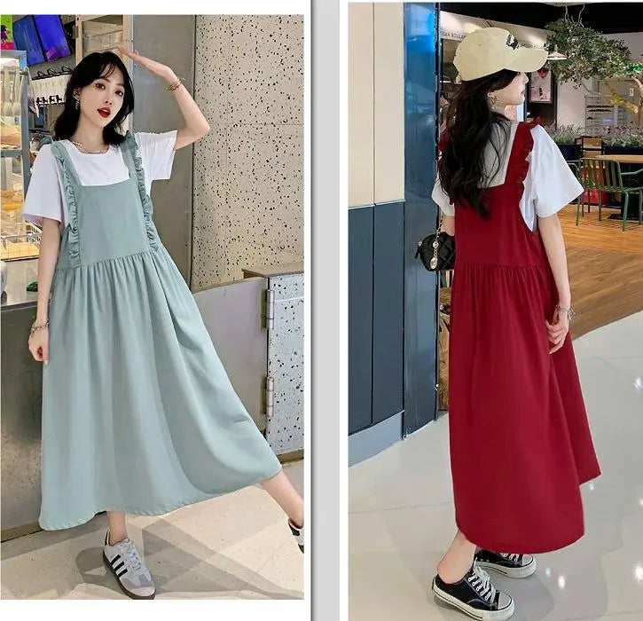 Large size Women's overalls dress ruffles Spring/Summer Autumn New