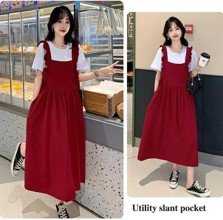 Large size Women's overalls dress ruffles Spring/Summer Autumn New