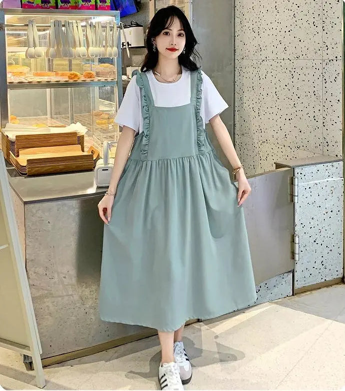 Large size Women's overalls dress ruffles Spring/Summer Autumn New