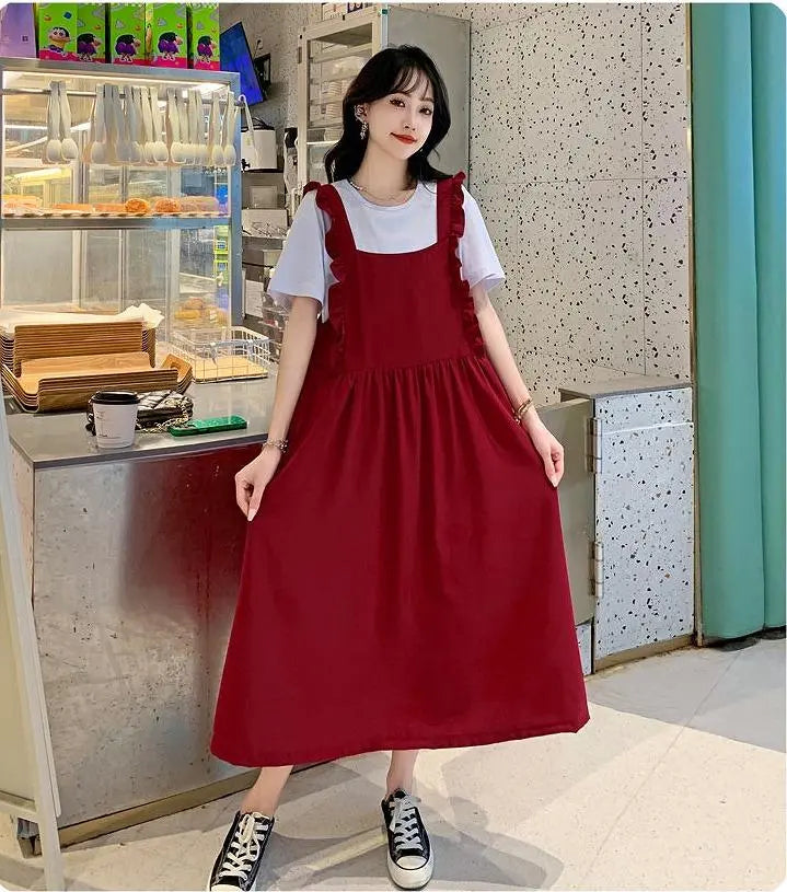 Large size Women's overalls dress ruffles Spring/Summer Autumn New