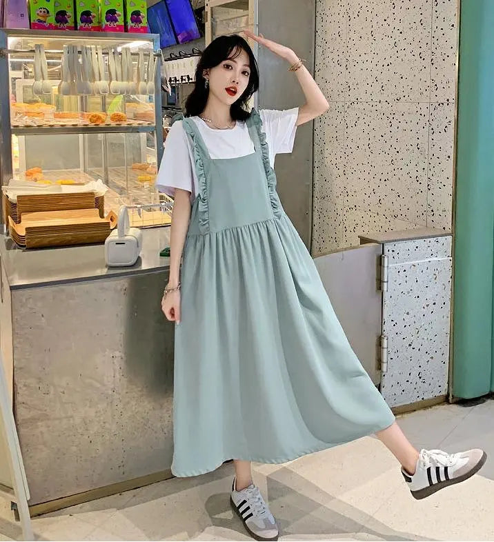 Large size Women's overalls dress ruffles Spring/Summer Autumn New