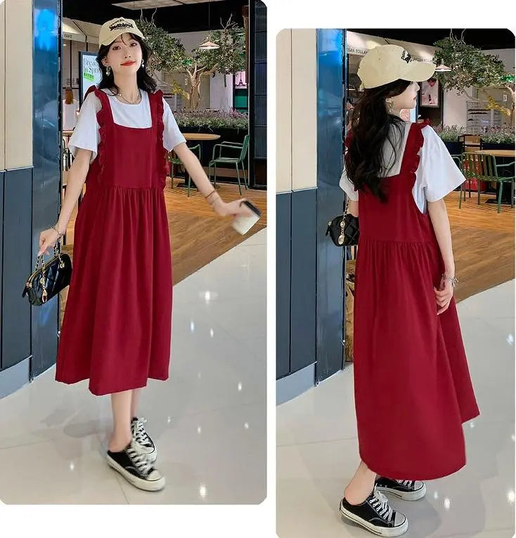 Large size Women's overalls dress ruffles Spring/Summer Autumn New