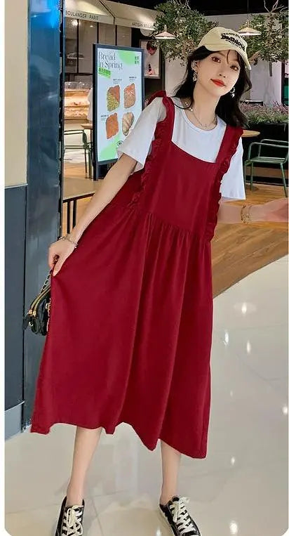 Large size Women's overalls dress ruffles Spring/Summer Autumn New